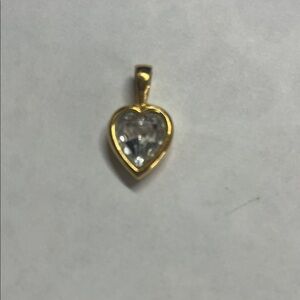 Gold Heart Pendant with Clear Stone - Women's Jewelry